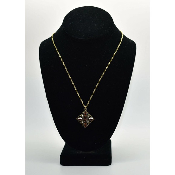 Anne Koplik Designs Jewelry - A4 NWT ANNE KOPLIK DESIGNS Gold Tone Swarovski Brown Crystal Pendant Necklace